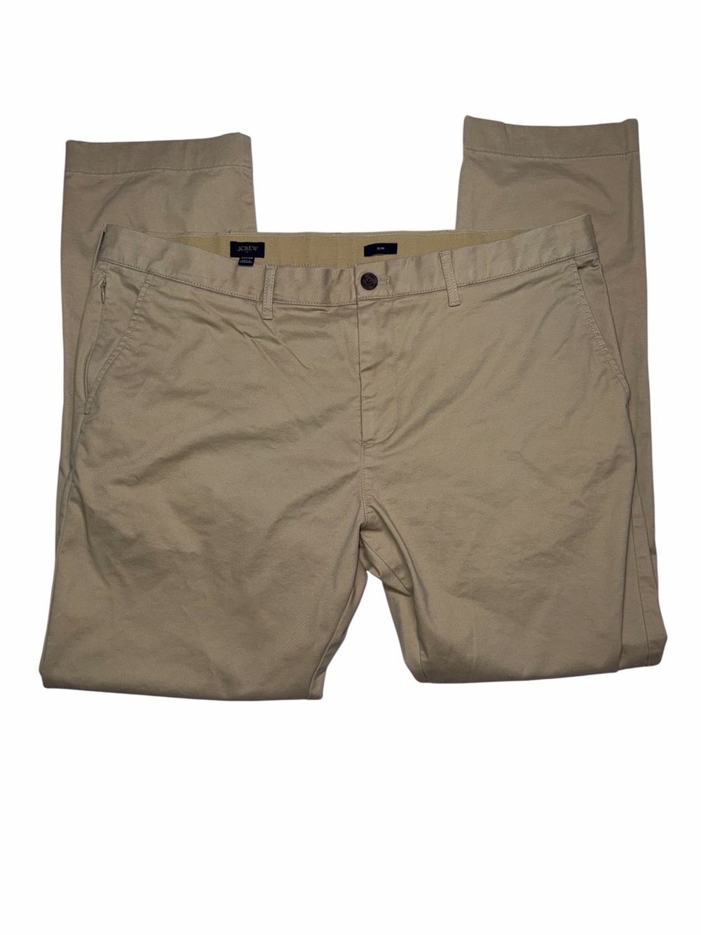 J. Crew Slim Straight Chino Pants Khaki Tan Men's W38 Cotton Blend
